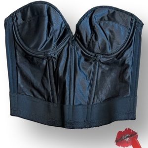 Vintage Bustier‎ Bra 34B Back Less by Smoothie Boned Corset Satin Lingerie